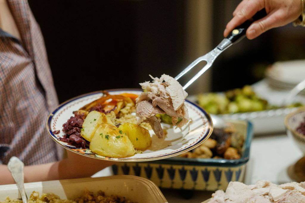 Roast potatoes on Christmas Day plate
