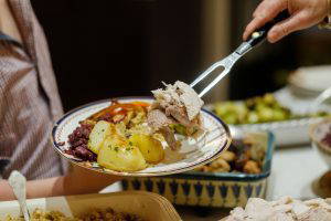 Roast potatoes on Christmas Day plate